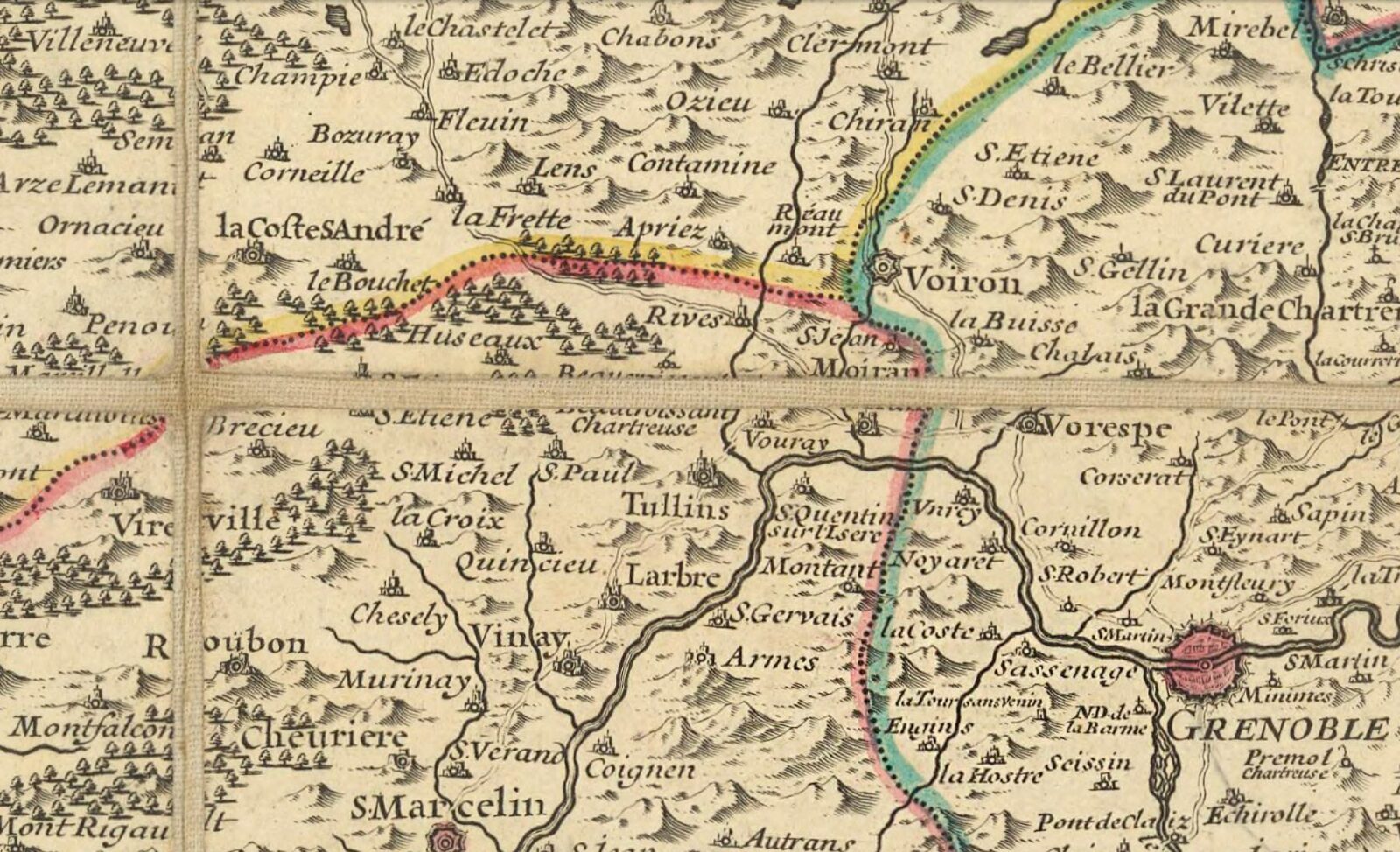Détail carte : Le Dauphiné divisé en ses principales parties. Par H. Jaillot, géographe du Roy, 1728 - BNF.